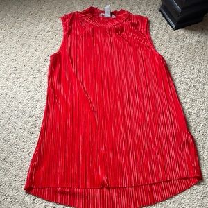 Shiny red mock neck tank